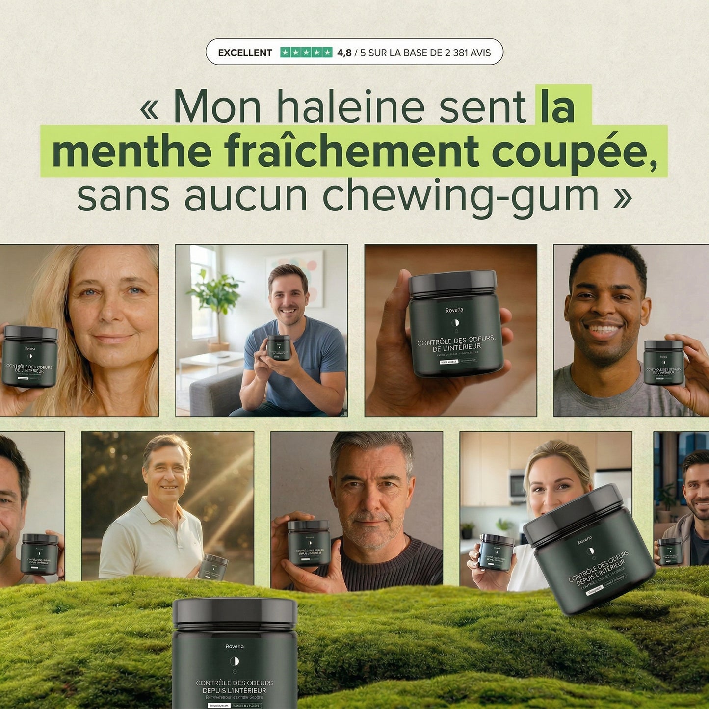 Complément alimentaire à base de gel aux plantes contre la mauvaise haleine par Rovena