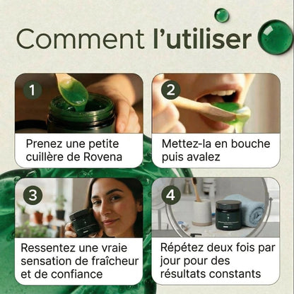 Complément alimentaire à base de gel aux plantes contre la mauvaise haleine par Rovena