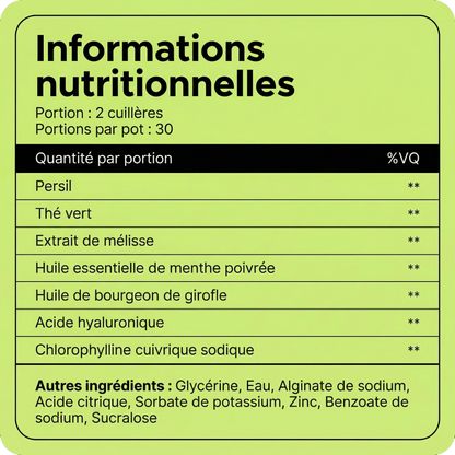 Complément alimentaire à base de gel aux plantes contre la mauvaise haleine par Rovena